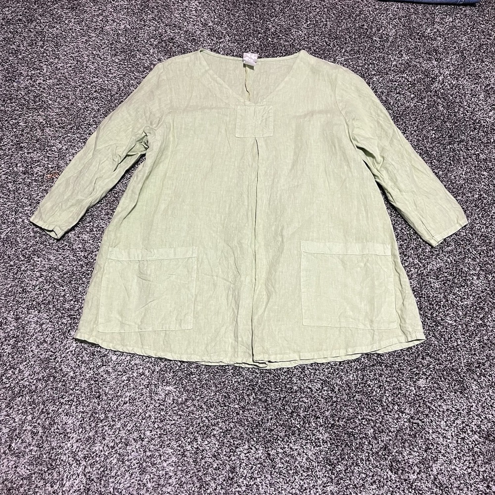Match Point Linen‎ Tunic Women S Green Lagenlook